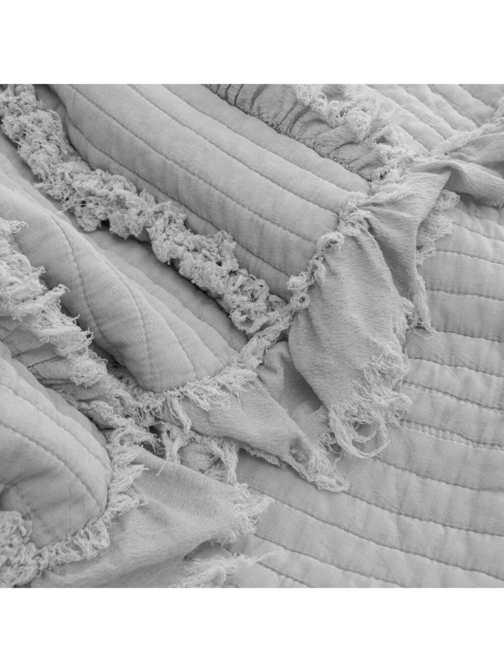Ultra Soft Boho Grey King Size Blanket, Ruffle Fringed Throw, Chic Rustic Decor